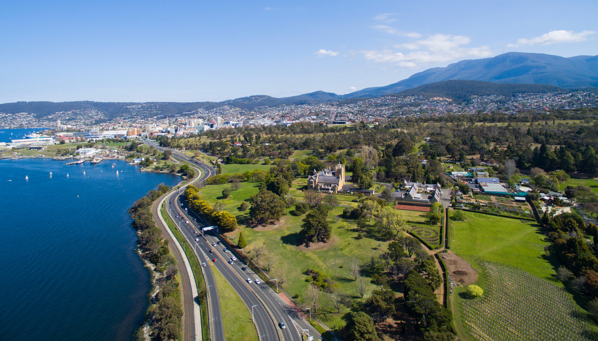 Hobart CBD overlooking Government House