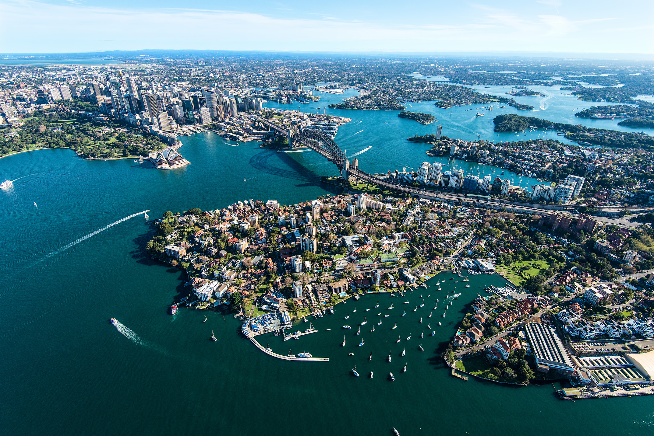 Aerial View of Sydney Harbor in Australia